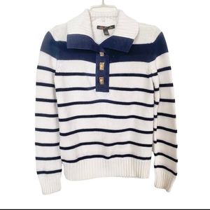 Lauren Ralph Lauren Nautical Striped Cotton Sweater Size L